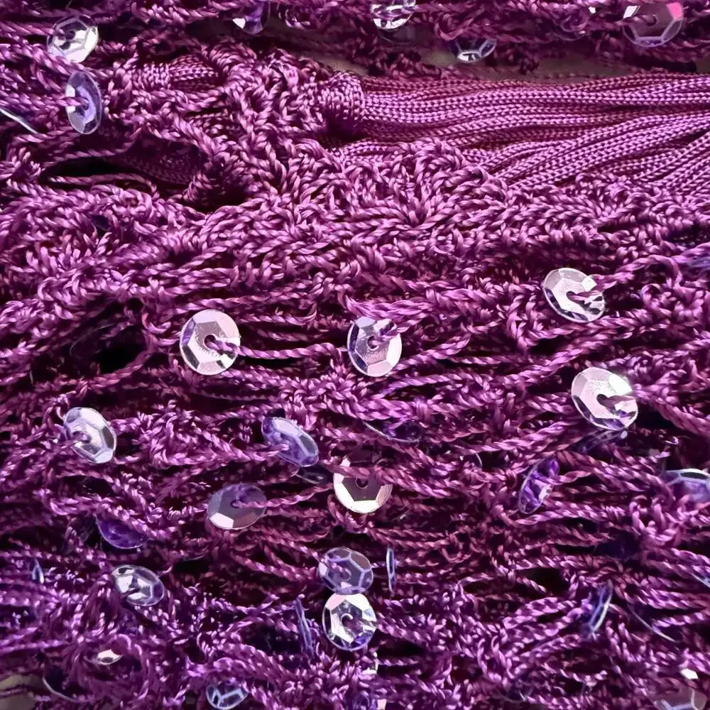 American Glamour Badgley Mischka Sequin Crochet Fringe Scarf Style #BM9166